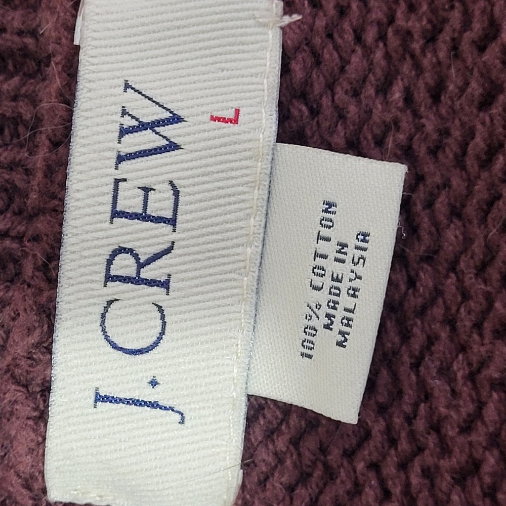J.Crew V-Neck Sweater Mens L Burgundy Cotton Knit Raglan Pullover Classic - Picture 2 of 10